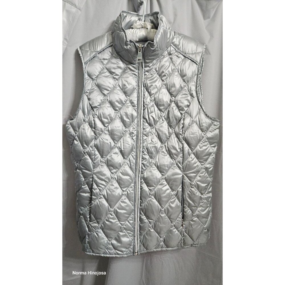 Calvin Klein Silver Quilted Puffer Vest XL With Pockets